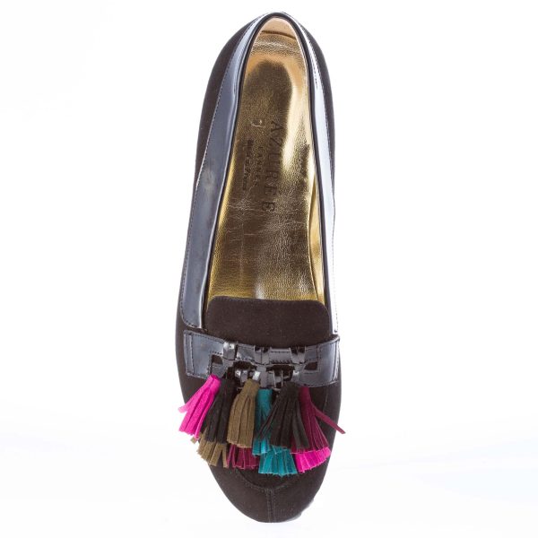 AZUREE CANNES mocassino in camoscio NERO con nappe colorate - immagine 7