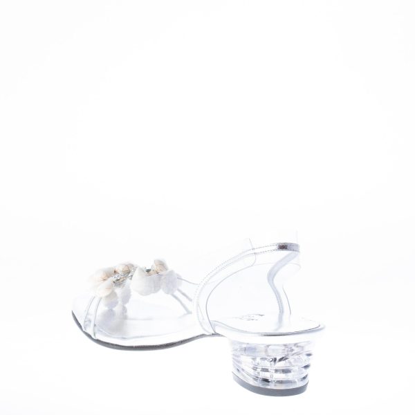 AZUREE CANNES donna sandalo NUAGO in crystal trasparente e pelle ARGENTO con dettaglio pietre avorio - immagine 4