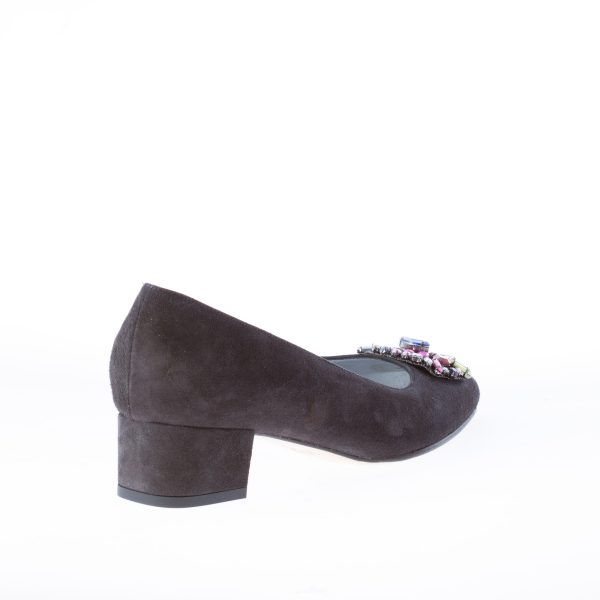 AZUREE CANNES décolleté in camoscio GRIGIO con gioiello colorato. Tacco 3,5 cm - immagine 3