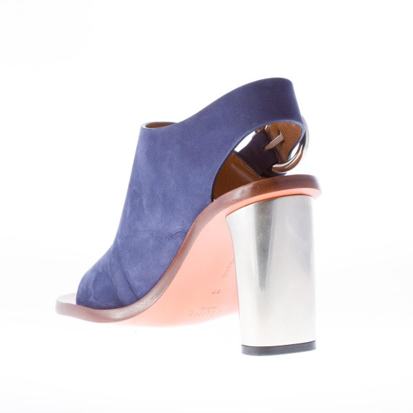 CELINE donna sandalo in nabuk BLU con fibbia. Tacco 9 cm - immagine 5