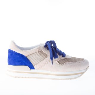 HOGAN donna sneaker H222 in camoscio più tessuto BEIGE e blu