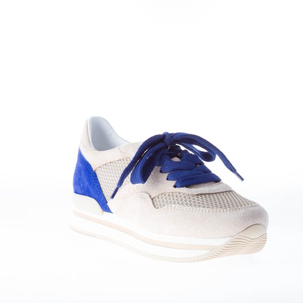 HOGAN donna sneaker H222 in camoscio più tessuto BEIGE e blu - immagine 2