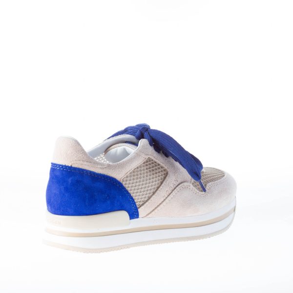 HOGAN donna sneaker H222 in camoscio più tessuto BEIGE e blu - immagine 3