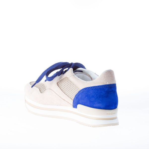 HOGAN donna sneaker H222 in camoscio più tessuto BEIGE e blu - immagine 4