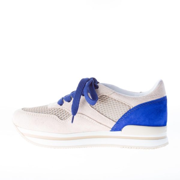 HOGAN donna sneaker H222 in camoscio più tessuto BEIGE e blu - immagine 5