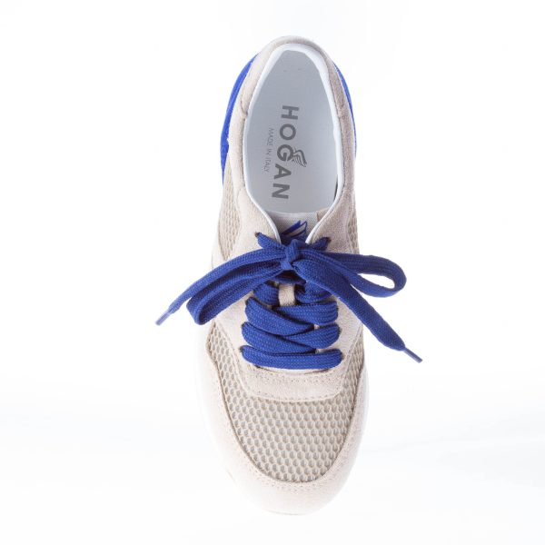 HOGAN donna sneaker H222 in camoscio più tessuto BEIGE e blu - immagine 7