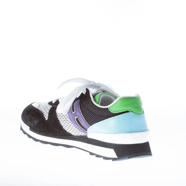 HOGAN donna R261 sneaker MULTICOLORE in camoscio, pelle e tessuto tecnico a rete - immagine 4