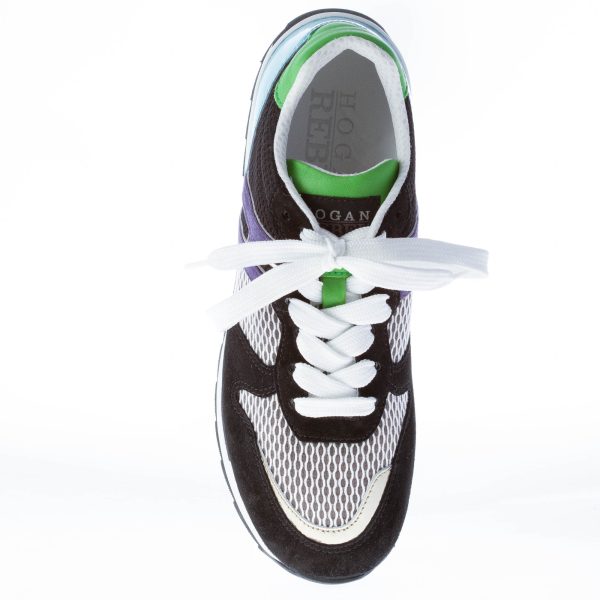 HOGAN donna R261 sneaker MULTICOLORE in camoscio, pelle e tessuto tecnico a rete - immagine 7