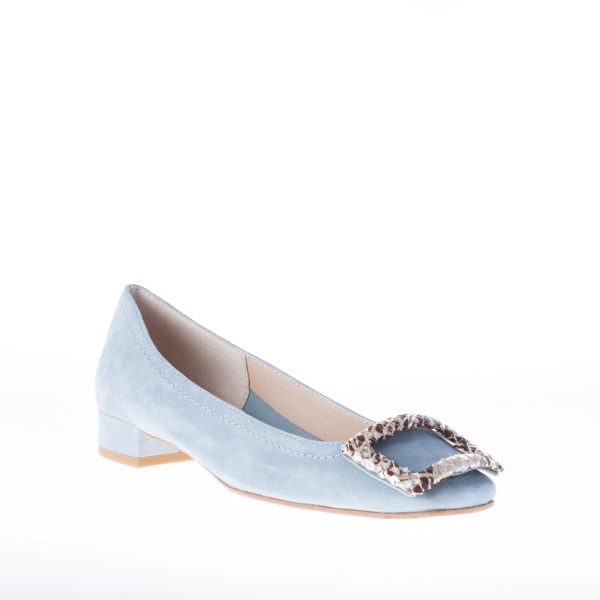 IL BORGO FIRENZE décolleté in camoscio BLU AVIO con fibbia stampa pitone. Tacco 2 cm - immagine 2