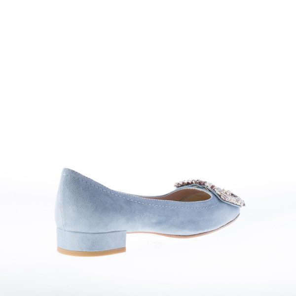 IL BORGO FIRENZE décolleté in camoscio BLU AVIO con fibbia stampa pitone. Tacco 2 cm - immagine 3