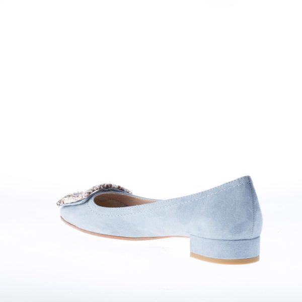 IL BORGO FIRENZE décolleté in camoscio BLU AVIO con fibbia stampa pitone. Tacco 2 cm - immagine 4