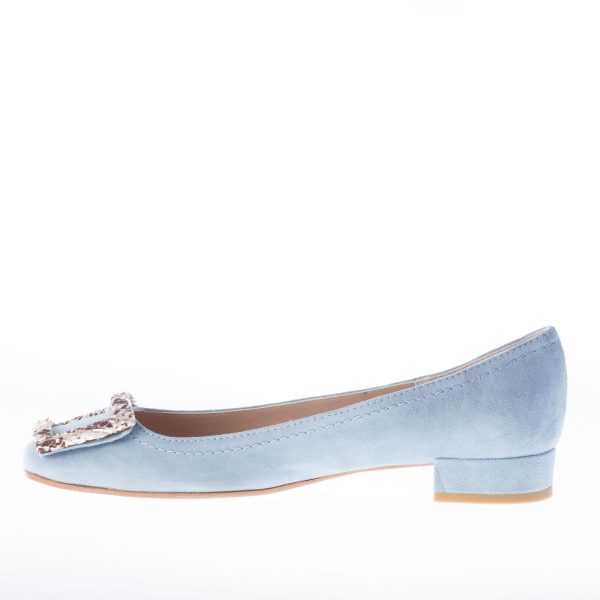 IL BORGO FIRENZE décolleté in camoscio BLU AVIO con fibbia stampa pitone. Tacco 2 cm - immagine 5