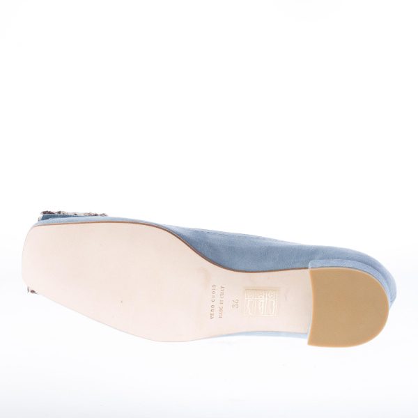 IL BORGO FIRENZE décolleté in camoscio BLU AVIO con fibbia stampa pitone. Tacco 2 cm - immagine 8