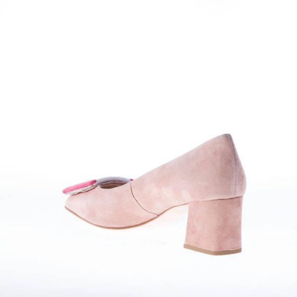 IL BORGO FIRENZE décolleté in camoscio BEIGE con fibbia colorata. Tacco 5 cm - immagine 4