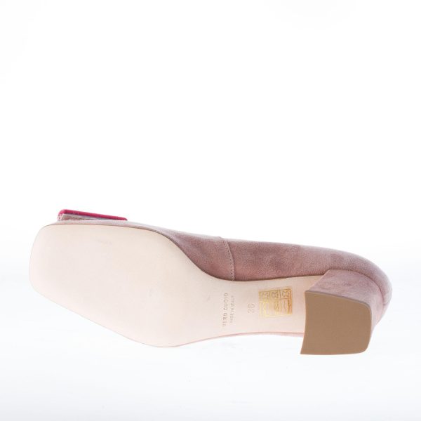 IL BORGO FIRENZE décolleté in camoscio BEIGE con fibbia colorata. Tacco 5 cm - immagine 8