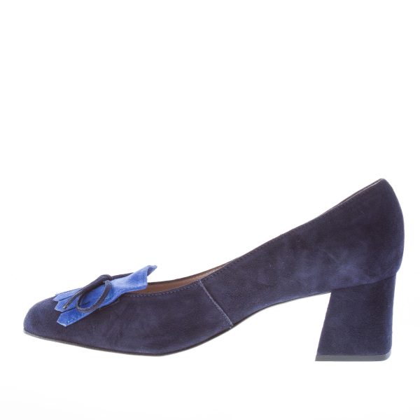 IL BORGO FIRENZE donna décolleté in camoscio BLU con frangia e laccio. Tacco 5 cm - immagine 4