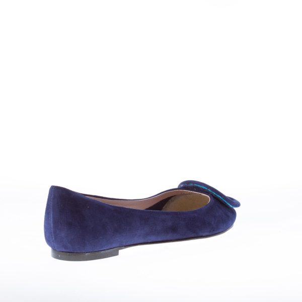 IL BORGO FIRENZE ballerina in camoscio BLU con fibbia patchwork. Suola in cuoio - immagine 3