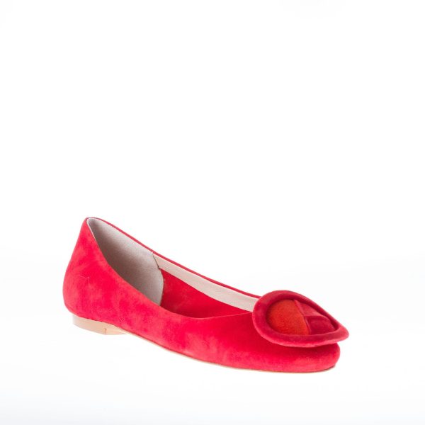 IL BORGO FIRENZE ballerina in camoscio ROSSO con fibbia patchwork. Suola in cuoio - immagine 2