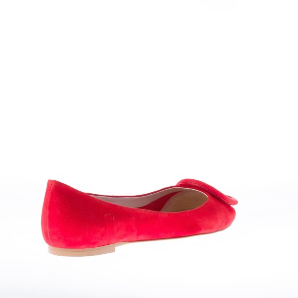 IL BORGO FIRENZE ballerina in camoscio ROSSO con fibbia patchwork. Suola in cuoio - immagine 3