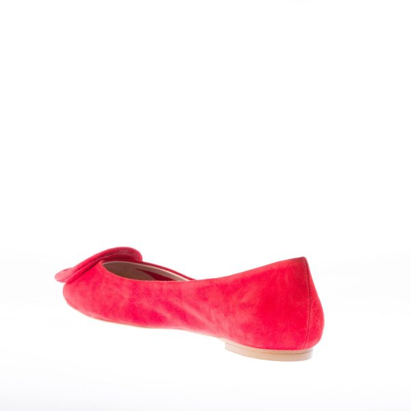 IL BORGO FIRENZE ballerina in camoscio ROSSO con fibbia patchwork. Suola in cuoio - immagine 4