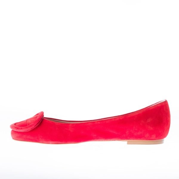 IL BORGO FIRENZE ballerina in camoscio ROSSO con fibbia patchwork. Suola in cuoio - immagine 5