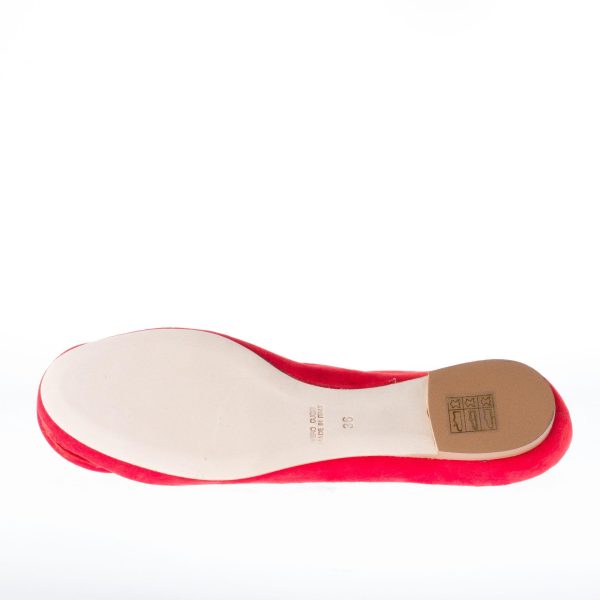 IL BORGO FIRENZE ballerina in camoscio ROSSO con fibbia patchwork. Suola in cuoio - immagine 7