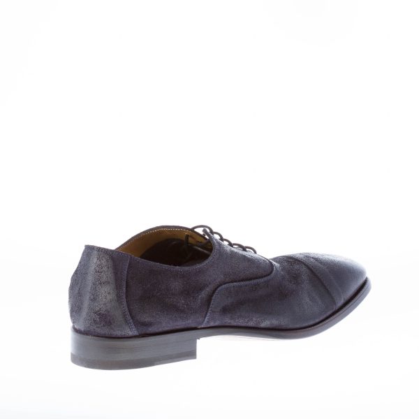 MIGLIORE uomo scarpa francesina in camoscio anticato BLU con puntale. Suola in cuoio - immagine 3