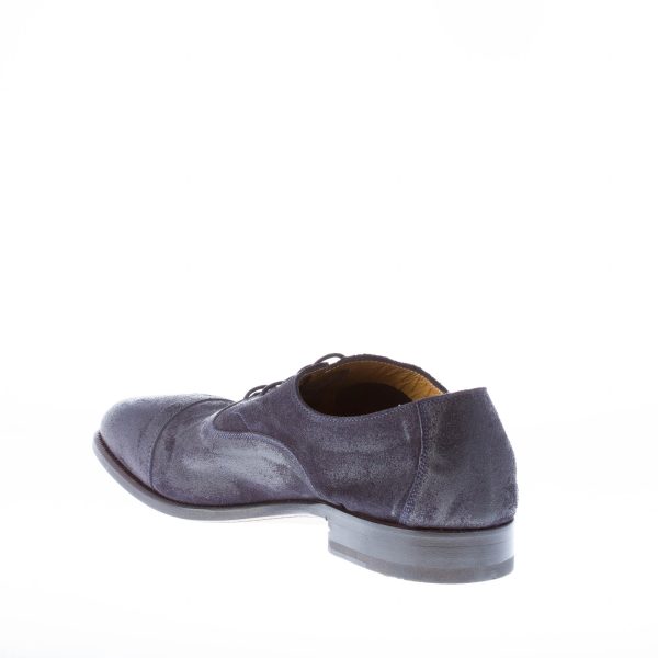 MIGLIORE uomo scarpa francesina in camoscio anticato BLU con puntale. Suola in cuoio - immagine 4
