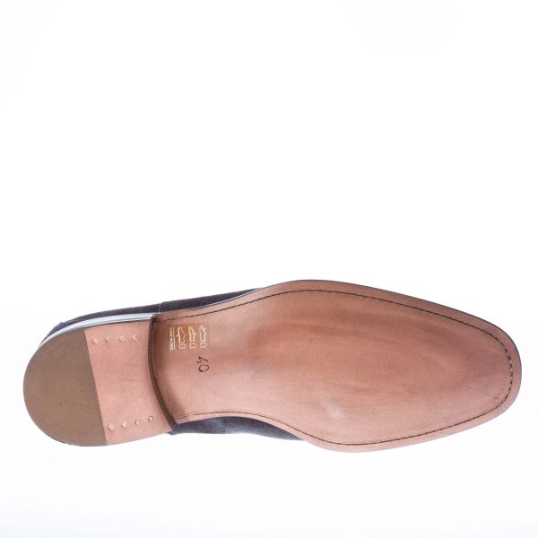 MIGLIORE uomo scarpa francesina in camoscio anticato BLU con puntale. Suola in cuoio - immagine 8