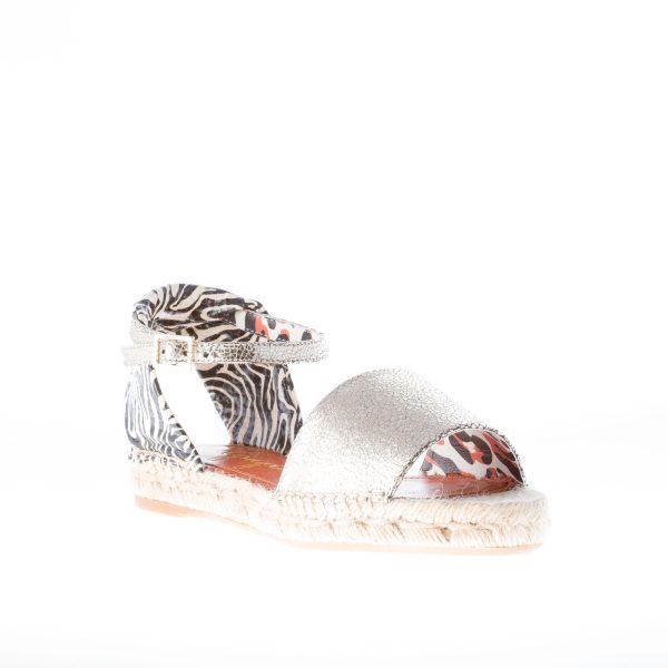 CHARLOTTE OLYMPIA donna sandalo espadrillas con zeppa in pelle ARGENTO - immagine 2