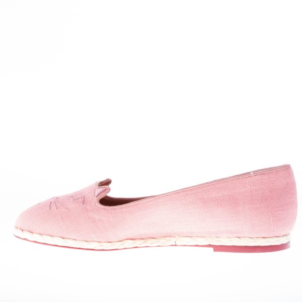 CHARLOTTE OLYMPIA donna ballerina espadrillas Capri Cats in tessuto ROSA con Kitty - immagine 5
