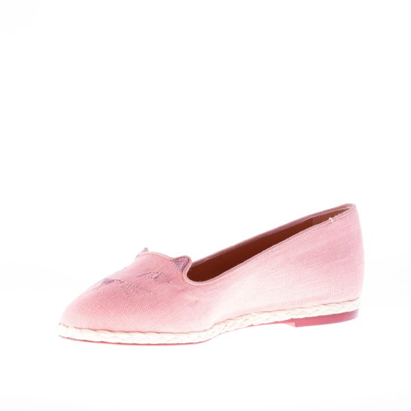 CHARLOTTE OLYMPIA donna ballerina espadrillas Capri Cats in tessuto ROSA con Kitty - immagine 6