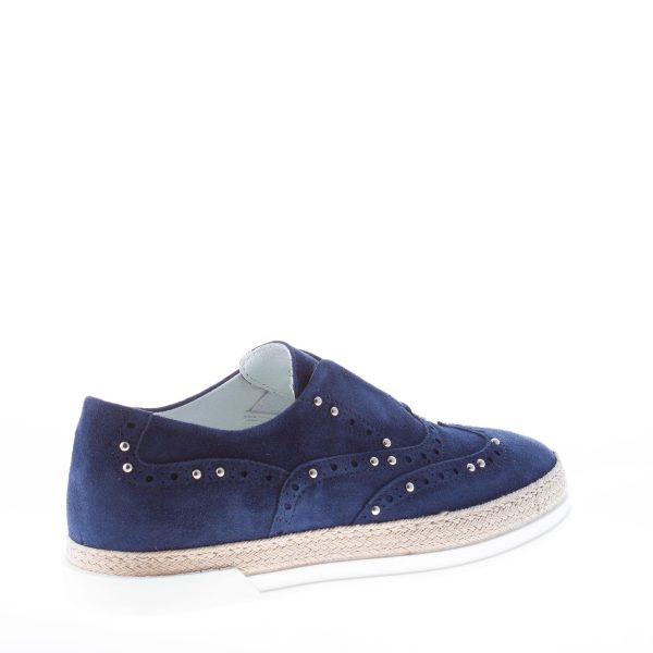 STRIKE FIRENZE donna slip on francesina in camoscio BLU con borchie e corda - immagine 3