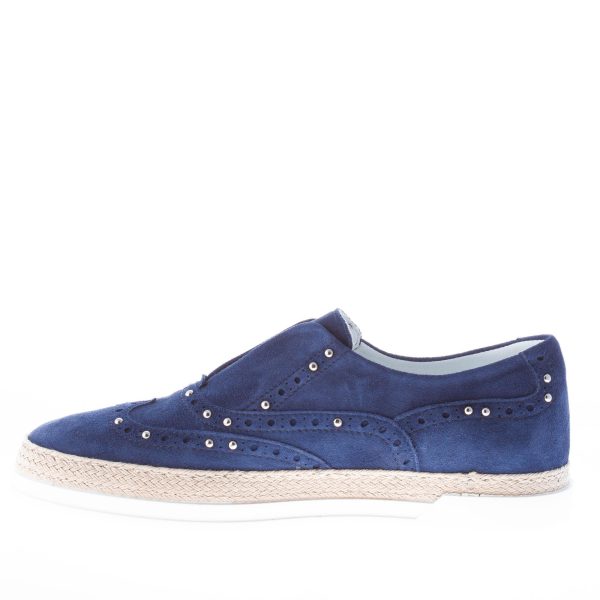 STRIKE FIRENZE donna slip on francesina in camoscio BLU con borchie e corda - immagine 5