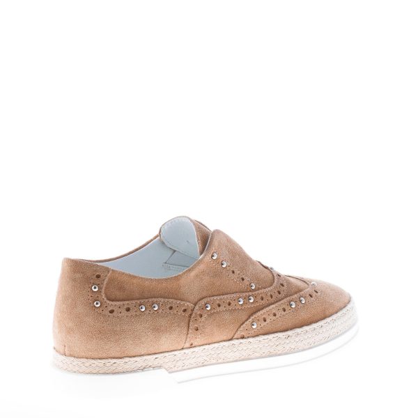 STRIKE FIRENZE donna slip on francesina in camoscio BEIGE con borchie e corda - immagine 3