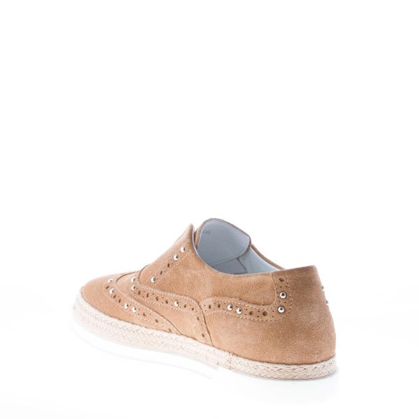 STRIKE FIRENZE donna slip on francesina in camoscio BEIGE con borchie e corda - immagine 4
