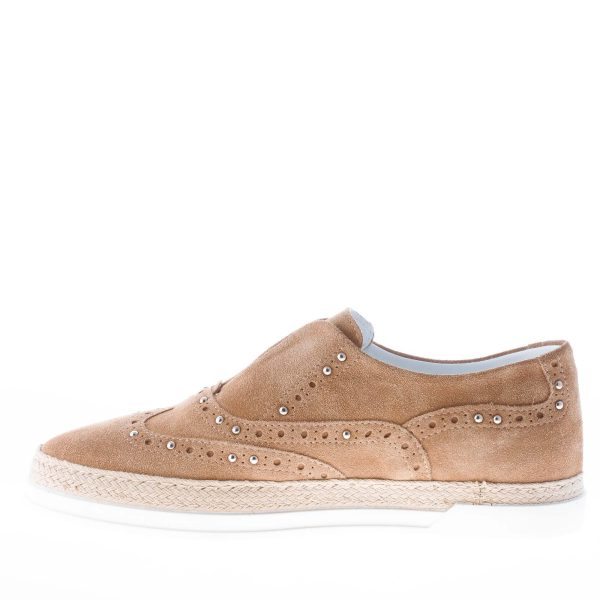 STRIKE FIRENZE donna slip on francesina in camoscio BEIGE con borchie e corda - immagine 5