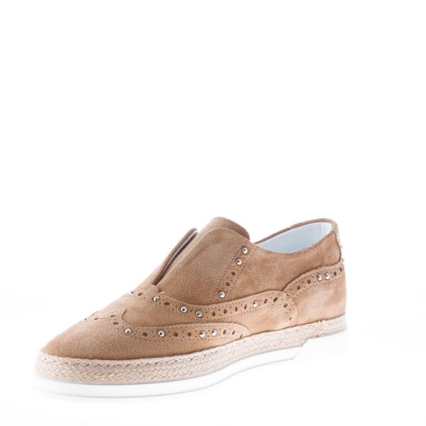STRIKE FIRENZE donna slip on francesina in camoscio BEIGE con borchie e corda - immagine 6