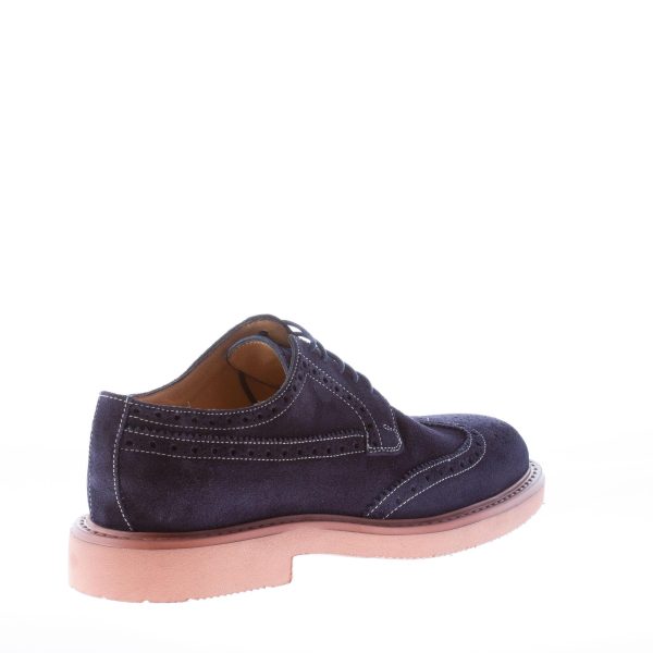 STRIKE FIRENZE uomo scarpa derby in camoscio BLU con impunture e suola micro - immagine 3