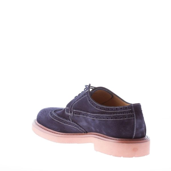STRIKE FIRENZE uomo scarpa derby in camoscio BLU con impunture e suola micro - immagine 4