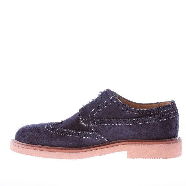 STRIKE FIRENZE uomo scarpa derby in camoscio BLU con impunture e suola micro - immagine 5