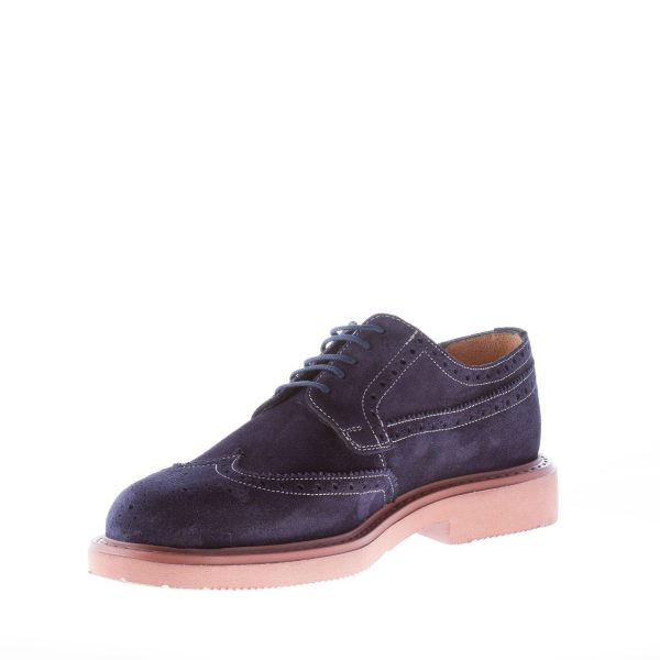 STRIKE FIRENZE uomo scarpa derby in camoscio BLU con impunture e suola micro - immagine 6