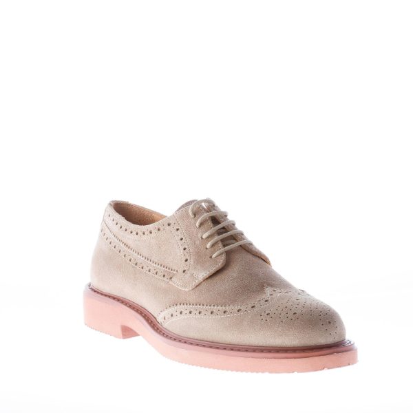 STRIKE FIRENZE uomo scarpa derby in camoscio BEIGE con impunture e suola micro - immagine 2