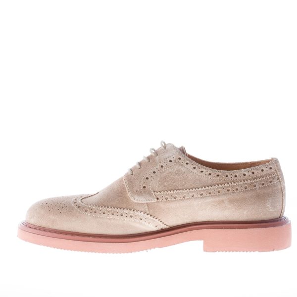 STRIKE FIRENZE uomo scarpa derby in camoscio BEIGE con impunture e suola micro - immagine 5