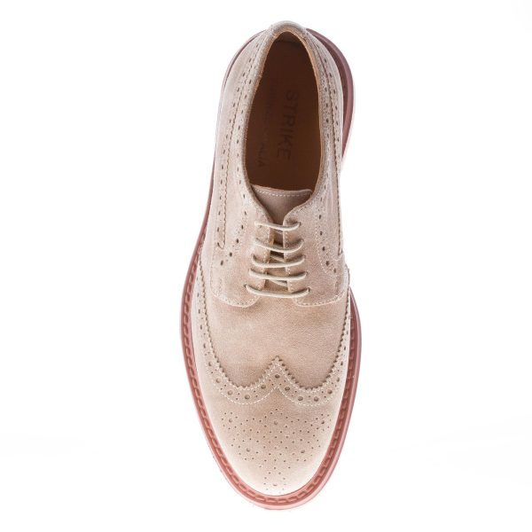 STRIKE FIRENZE uomo scarpa derby in camoscio BEIGE con impunture e suola micro - immagine 7