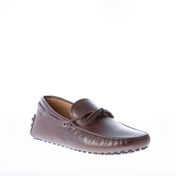 TOD'S uomo mocassino in pelle TESTA DI MORO con laccetto. Suola gommini - immagine 2