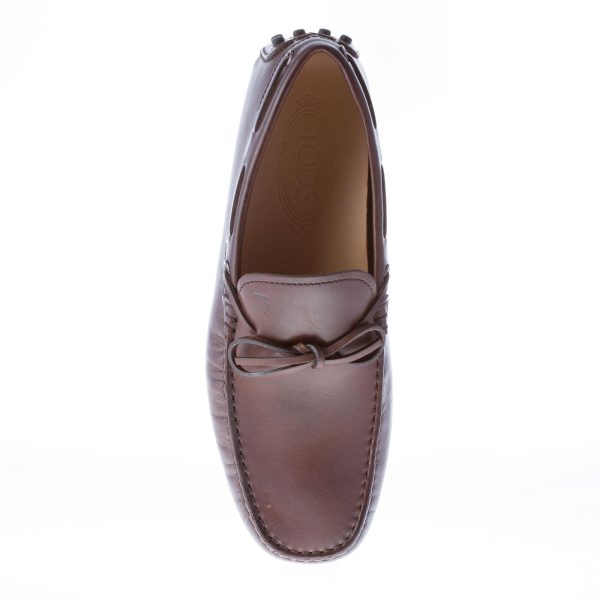 TOD'S uomo mocassino in pelle TESTA DI MORO con laccetto. Suola gommini - immagine 7