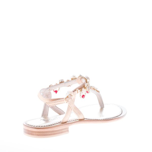 MASTRODOMENICO donna sandalo infradito in vacchetta NATURALE con gioiello. Tacco 1 cm - immagine 3