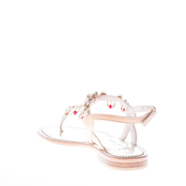 MASTRODOMENICO donna sandalo infradito in vacchetta NATURALE con gioiello. Tacco 1 cm - immagine 4