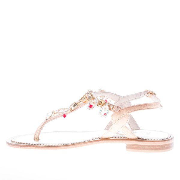 MASTRODOMENICO donna sandalo infradito in vacchetta NATURALE con gioiello. Tacco 1 cm - immagine 5